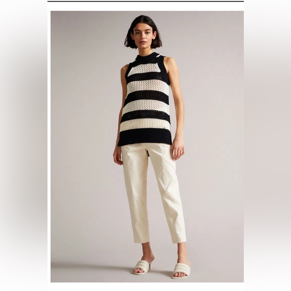 Ted Baker Black and White Striped Knit Tank Top - Picture 4 of 8